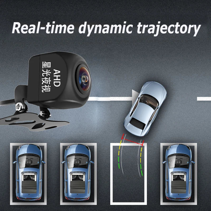 Full-color Night Vision Monitoring AHD Car Dynamic Trajectory Parking Line Car Rear View Reversing Camera universal Fisheye Pend